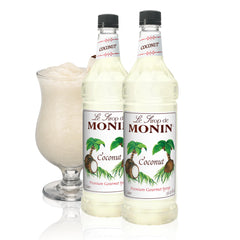 Monin coconut front packaging showing bottle and tropical branding for consistent flavor