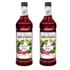 Monin Desert Pear front packaging showing vibrant bottle and brand benefits