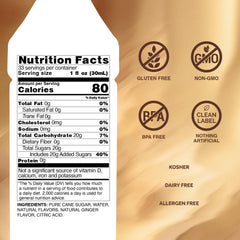 Monin ginger syrup close-up label detail highlighting ingredients and authenticity