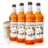 Monin bottle front packaging showing hazelnut syrup and clear product branding benefit convenience