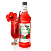 Monin hibiscus bottle front label showing brand and flavor for confident selection