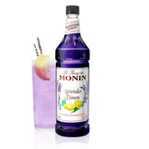 Monin bottle front view showing label and 1L size with clear branding and freshness
