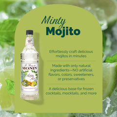 Finished mojito made with Monin Mojito Mix in a glass garnished with mint, highlighting refreshment