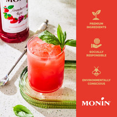 Monin flavored latte topped with foam showing vibrant color and aroma