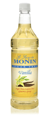 Monin bottle front packaging showing label and 1 L size for easy identification and storage