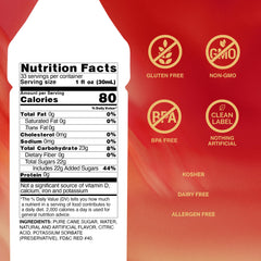 Monin watermelon syrup label close-up highlighting clean-label certifications and ingredients