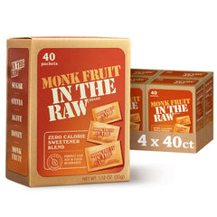 Monk Fruit In The Raw front packaging showing packet count and branding benefit convenience