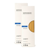Monograno Felicetti packaging front showing organic two-pack and benefits