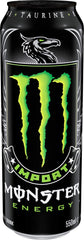 Monster resealable can close-up highlighting closure mechanism and spill prevention benefit