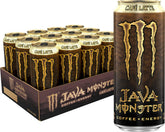 Monster Java Monster Café Latte front can showing label and volume, convenient grab-and-go