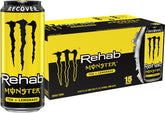 Monster Rehab Tea + Lemonade front can showing branding and lemon visuals for quick recognition
