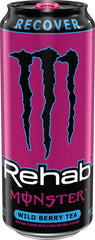 Monster Rehab close-up label detail highlighting ingredients and vitamin information for clarity