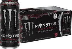 Monster Ultra Black front can showing label and benefit of zero sugar
