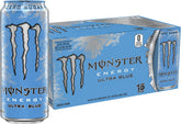 Monster Ultra Blue front can showing branding and crisp blue raspberry appeal