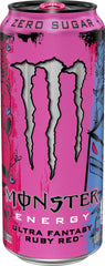 Monster Ultra Fantasy Ruby Red open can top view showing carbonation