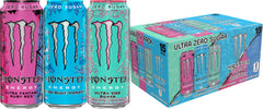 Monster Ultra front-facing can trio showing flavors and clear visual appeal