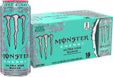 Monster Ultra Vice Guava front packaging showing 15 cans and vibrant design benefits convenience