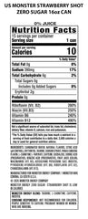 Monster Zero Sugar Strawberry Shot on a desk with laptop, brand fueling focus during work