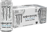 Monster Zero Ultra front can showing white design and branding for quick recognition and energy appeal