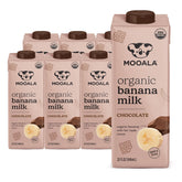 Mooala front packaging showing organic chocolate bananamilk and benefits