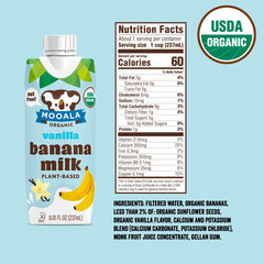Mooala bottle close-up of texture and label details, clear view of ingredients and benefits