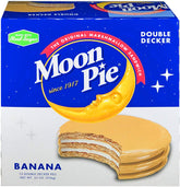 MoonPie Double Decker banana front packaging showing 12-count convenience and classic branding