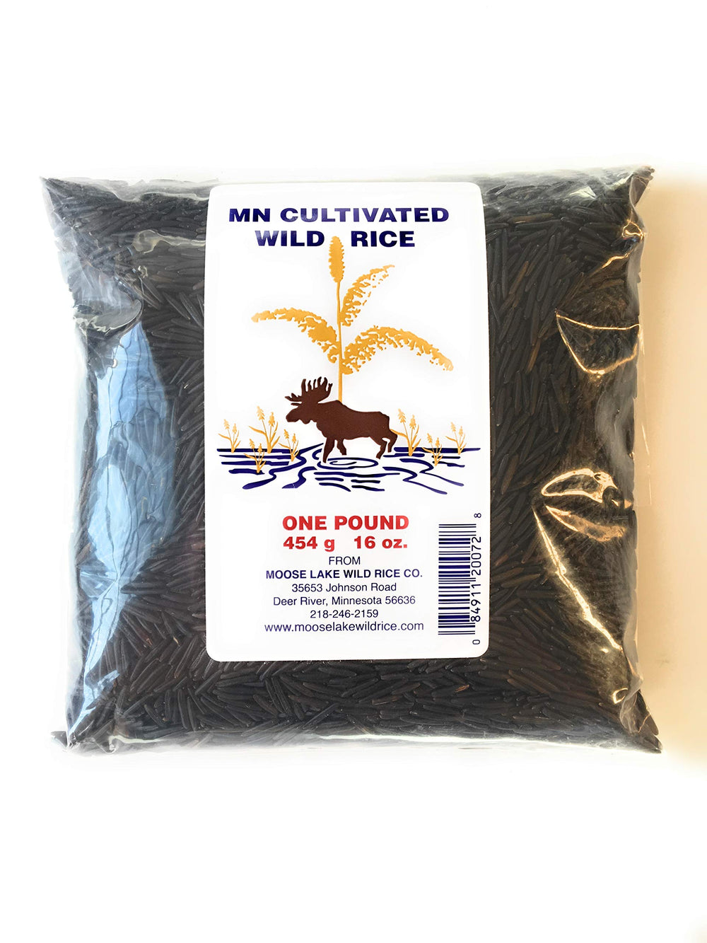 Moose Lake Wild Rice front packaging showing product and weight benefits