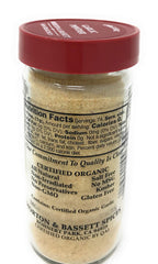 Morton & Bassett garlic powder on measuring spoon for accurate portioning benefit