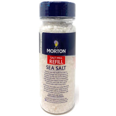 Close-up of Morton extra coarse sea salt granules highlighting crunchy texture benefit