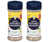 Morton Nature's Seasons front packaging showing two 4oz shakers and label clarity benefit
