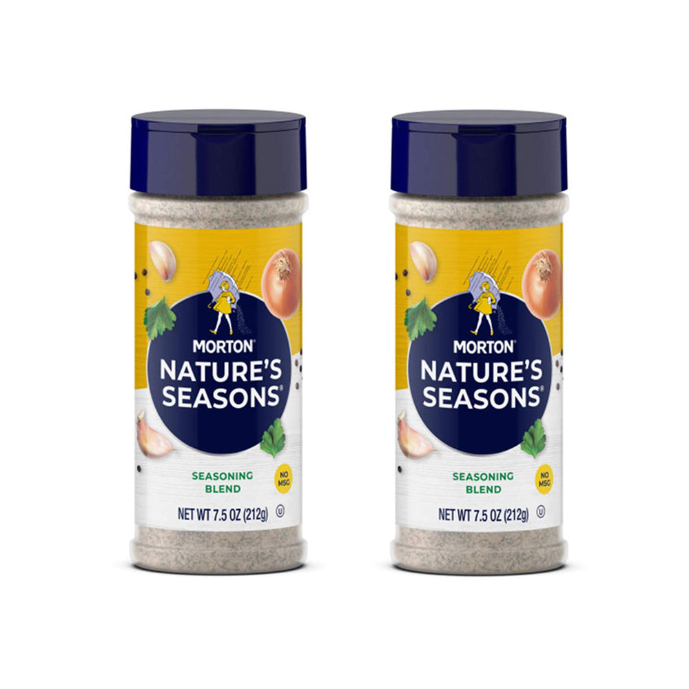 Morton Nature's Seasons front bottle view showing label and size, highlights convenience