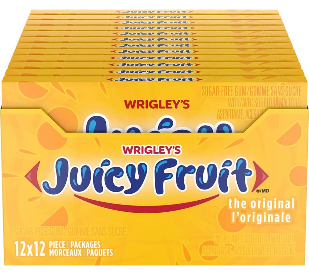 Moto Drippin Juicy Fruit front packaging showing box and 12 individual packs for convenience
