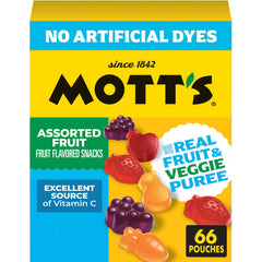 Mott's front box packaging showing 66-count convenience and variety