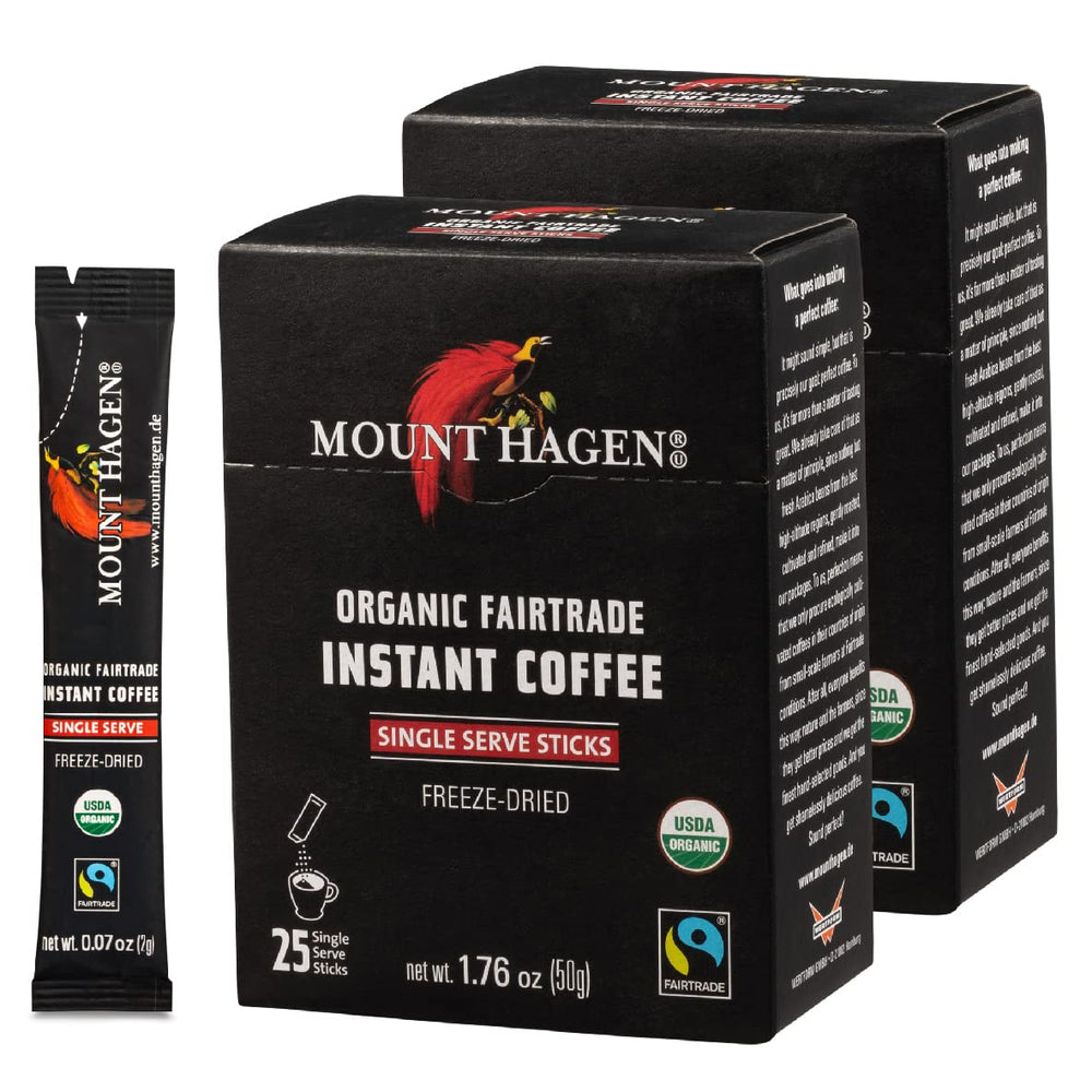 Mount Hagen front packaging showing two 25-stick packs and organic badge