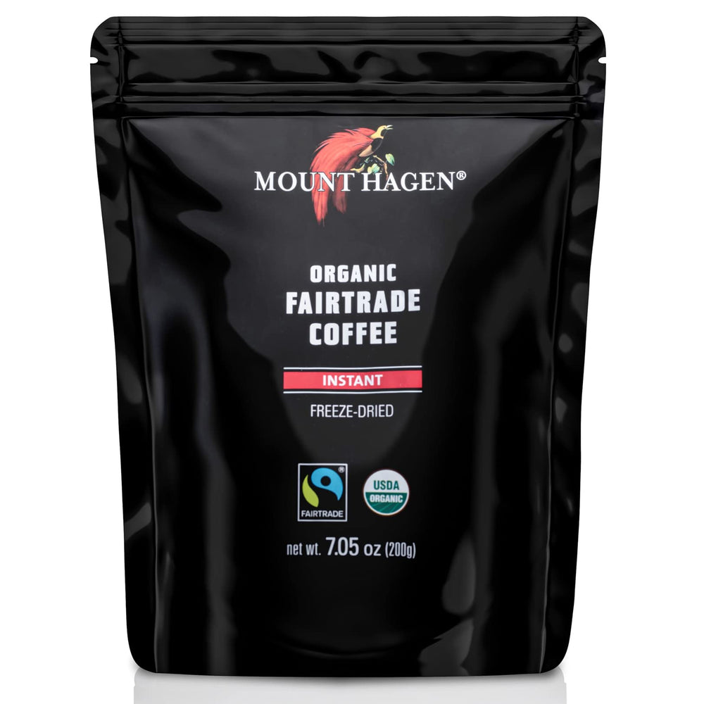 Mount Hagen front pouch showing branding and medium roast benefits