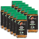 Mount Hagen jar front view showing brand and organic decaf label, highlights convenience