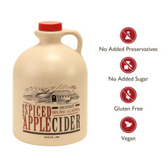 Mountain Cider Company label close-up showing ingredients and natural benefit