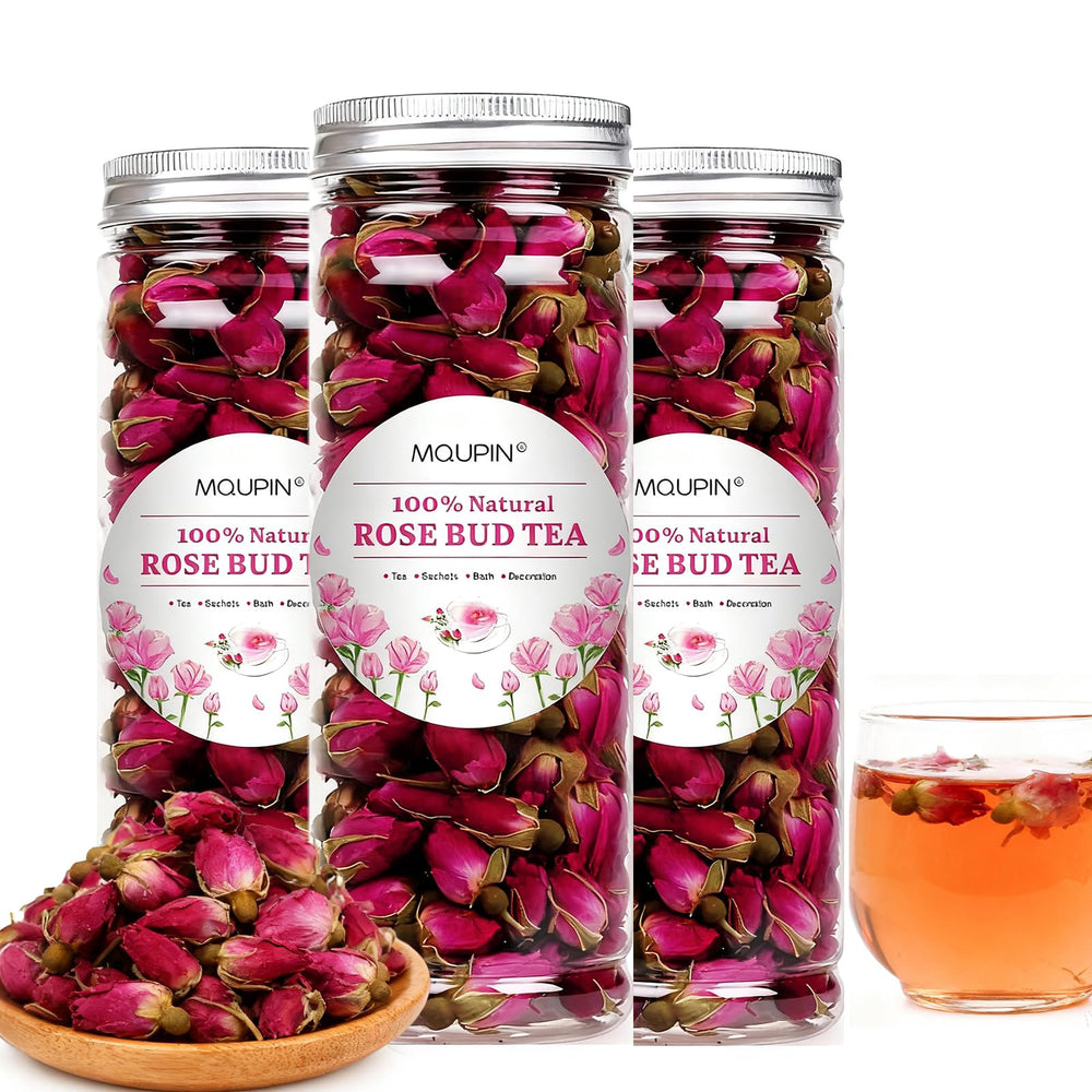 MQUPIN front packaging showing three food-grade rosebud packs and product clarity