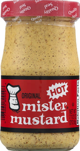 Mr. Mustard front packaging displaying logo and jar for bold flavor
