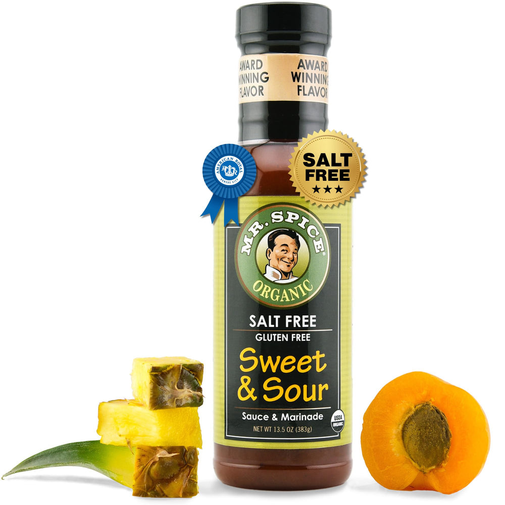 Mr. Spice front packaging showing bottle and label, highlights organic quality