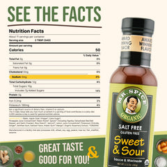 Mr. Spice sauce pouring from bottle over chicken, showcasing low sodium glaze