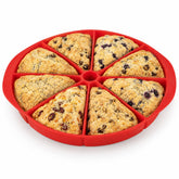 Mrs. Anderson's Baking front view of 8-cup scone pan showing stable shape and benefit of even baking
