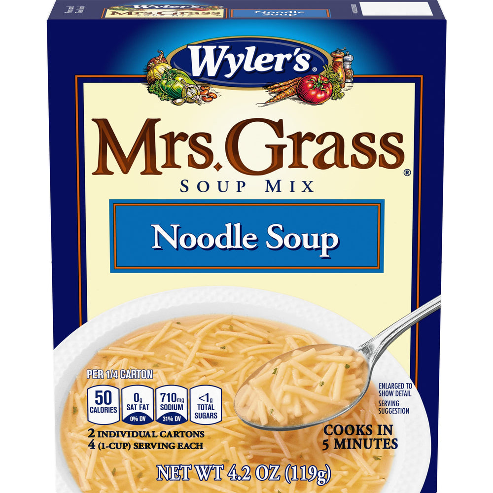 Mrs. Grass front packaging showing 24 packets and branding, quick pantry benefit