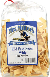 MRS MILLERS front packaging showing wide egg noodles and product benefits