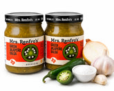 Mrs. Renfro front packaging shows jar and bold green color, enhances pantry appeal