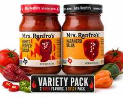 Mrs. Renfro's habanero salsa close-up texture showing fresh tomato pieces and chunky consistency