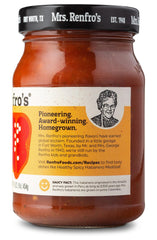Mrs. Renfro's sauce pouring from a jar, rich texture adds bold heat