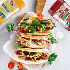 Mrs Taste spread on sandwich illustrating bold flavor without added sugar