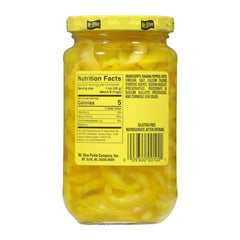 Mt. Olive close-up of sliced banana pepper rings, crisp texture preserved