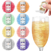 Mtcolors front packaging showing eight glitter bottles and clear labels for easy selection